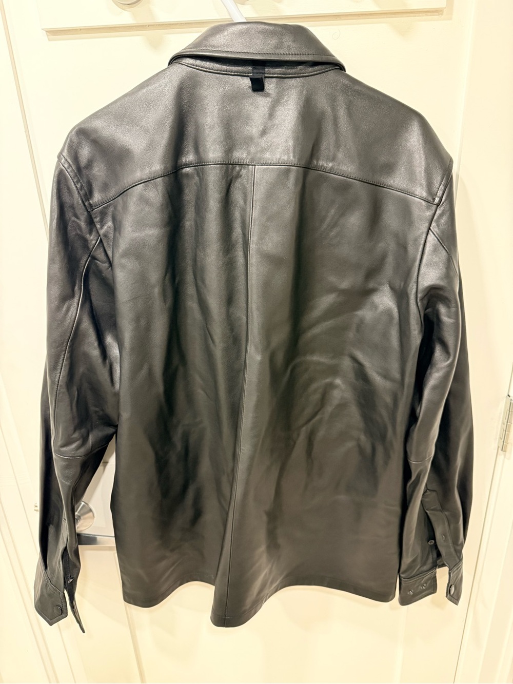 Rag & Bone Black Leather Unlined Overshirt With Some Patina (Worn Sparingly)
